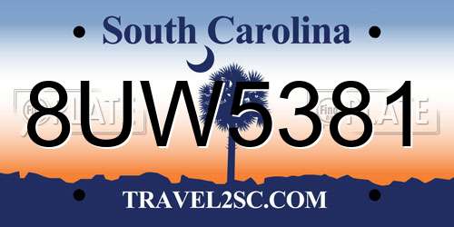 8UW5381 South Carolina License Plate