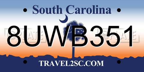 8UWB351 South Carolina License Plate