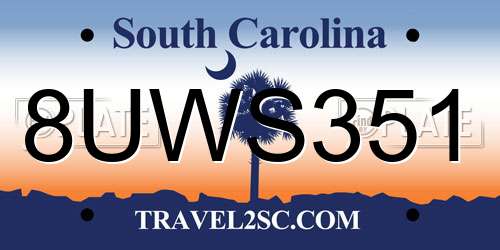 8UWS351 South Carolina License Plate