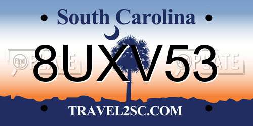 8UXV53 South Carolina License Plate