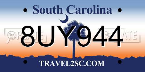 8UY944 South Carolina License Plate