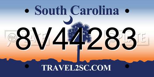 8V44283 South Carolina License Plate
