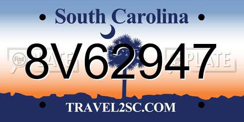 8V62947 South Carolina License Plate