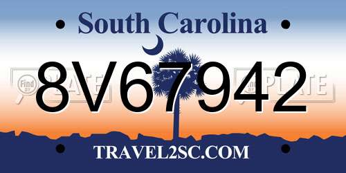 8V67942 South Carolina License Plate