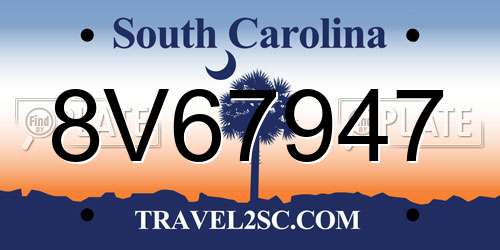 8V67947 South Carolina License Plate