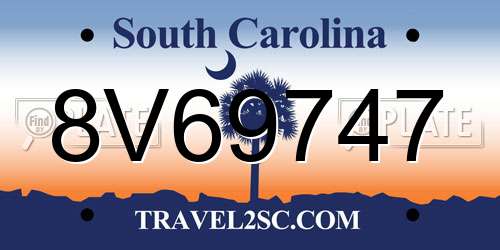 8V69747 South Carolina License Plate