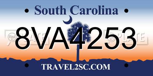 8VA4253 South Carolina License Plate