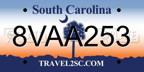 8VAA253 South Carolina License Plate