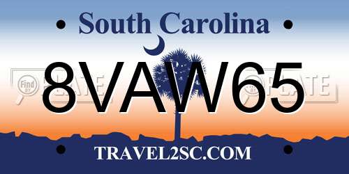 8VAW65 South Carolina License Plate