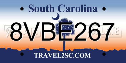 8VBE267 South Carolina License Plate