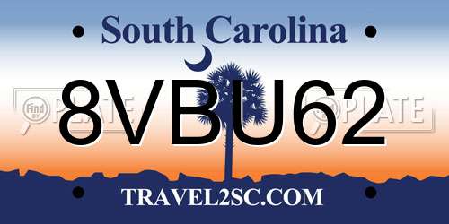 8VBU62 South Carolina License Plate