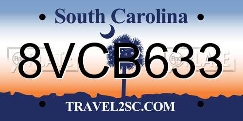 8VCB633 South Carolina License Plate