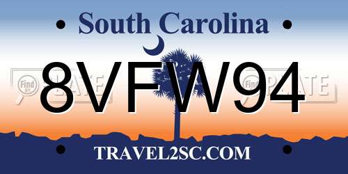 8VFW94 South Carolina License Plate