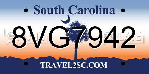 8VG7942 South Carolina License Plate