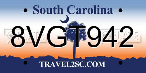8VGT942 South Carolina License Plate