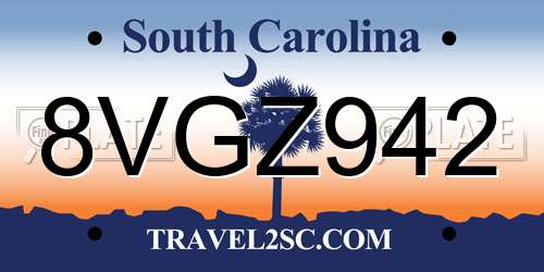 8VGZ942 South Carolina License Plate