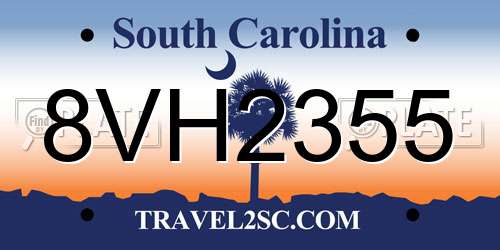 8VH2355 South Carolina License Plate