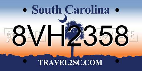 8VH2358 South Carolina License Plate