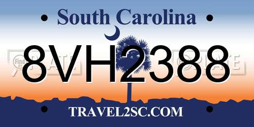 8VH2388 South Carolina License Plate