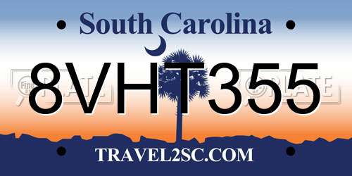 8VHT355 South Carolina License Plate