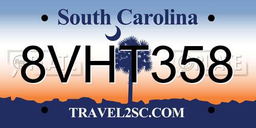 8VHT358 South Carolina License Plate