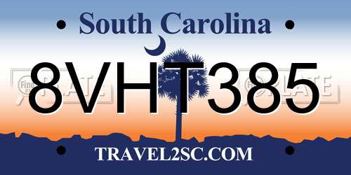 8VHT385 South Carolina License Plate