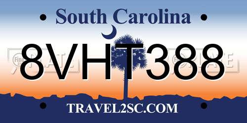 8VHT388 South Carolina License Plate