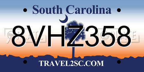 8VHZ358 South Carolina License Plate