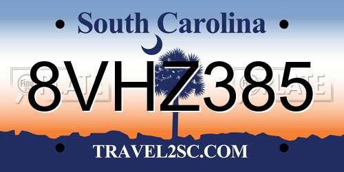 8VHZ385 South Carolina License Plate