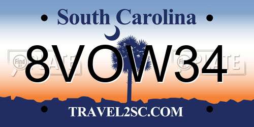 8VOW34 South Carolina License Plate