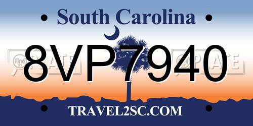 8VP7940 South Carolina License Plate