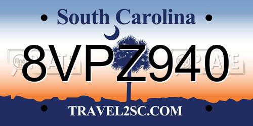 8VPZ940 South Carolina License Plate