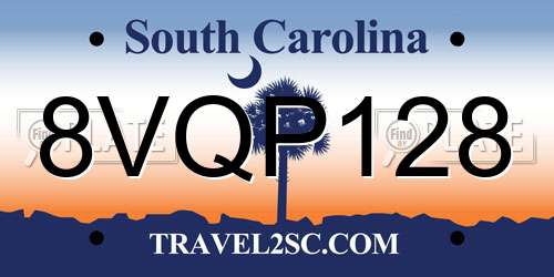8VQP128 South Carolina License Plate