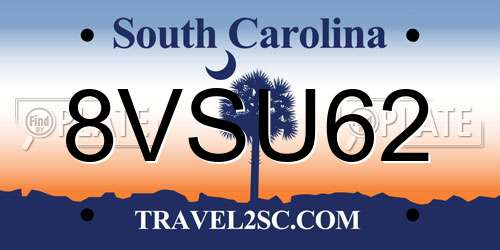 8VSU62 South Carolina License Plate