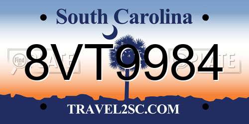 8VT9984 South Carolina License Plate