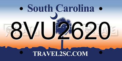 8VU2620 South Carolina License Plate