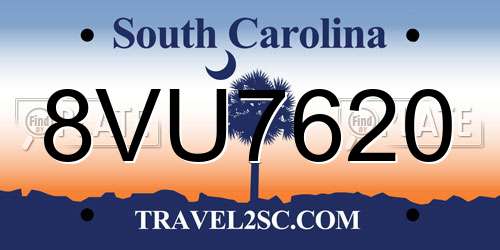 8VU7620 South Carolina License Plate
