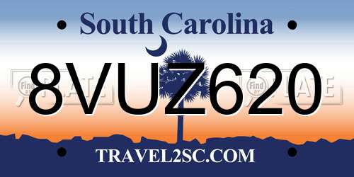 8VUZ620 South Carolina License Plate