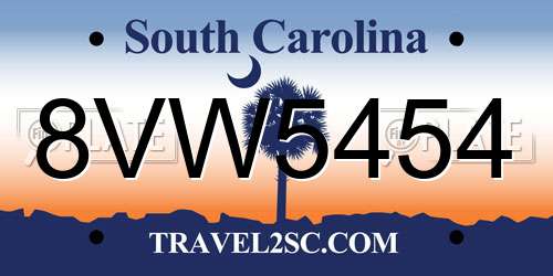8VW5454 South Carolina License Plate