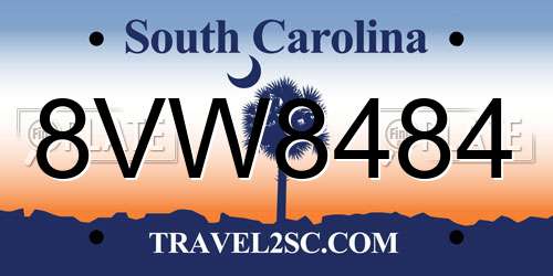 8VW8484 South Carolina License Plate
