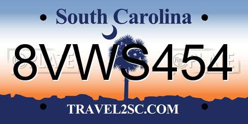 8VWS454 South Carolina License Plate