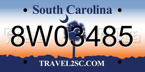 8W03485 South Carolina License Plate
