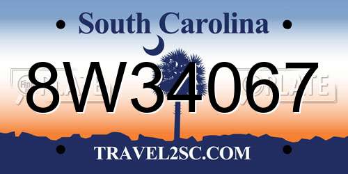 8W34067 South Carolina License Plate