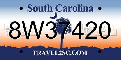 8W37420 South Carolina License Plate