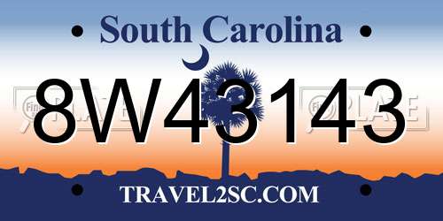 8W43143 South Carolina License Plate