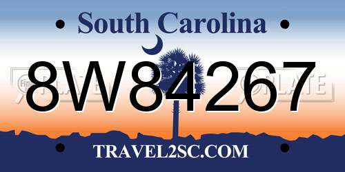 8W84267 South Carolina License Plate