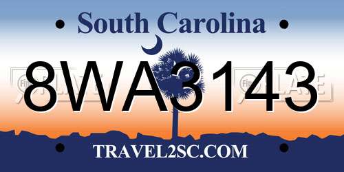 8WA3143 South Carolina License Plate