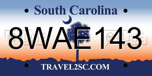 8WAE143 South Carolina License Plate