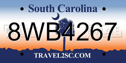8WB4267 South Carolina License Plate