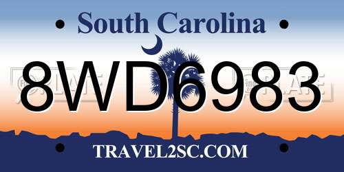 8WD6983 South Carolina License Plate